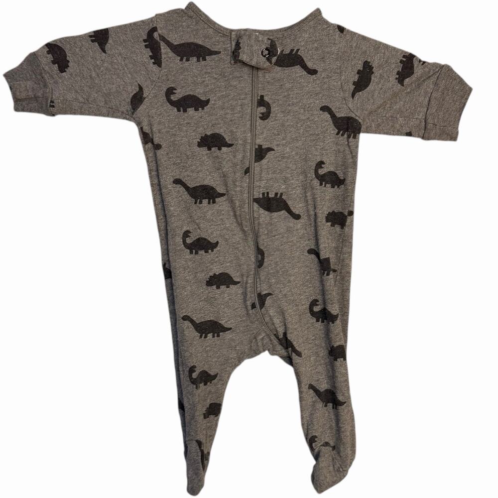 Gerber Dinosaur Romper Jumpsuit Coverall Baby Newborn Gray Zip Organic Cotton